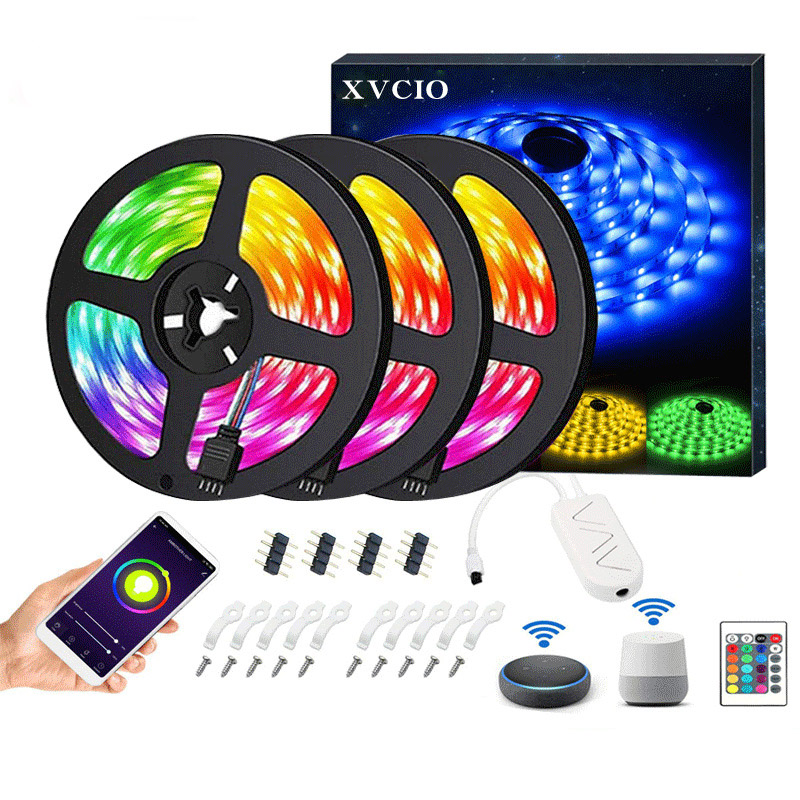 DC12V 16.4ft/5M 5050RGB Dimmable WIFI Smart LED Graffiti Light Strip Kit, 30LEDs/M, Happy Valley APP Control Light Strip